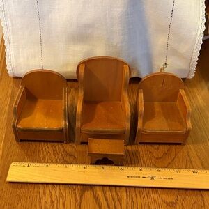 Vintage chairs with footstool dollhouse furniture